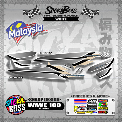 HONDA WAVE 100 MALAYSIAN DECALS ( SHARP DESIGN )【WITH FREEBIES】