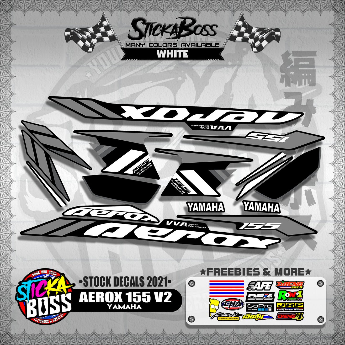 AEROX 155 V2  ( STOCK DECALS 2021 )【WITH FREEBIES】