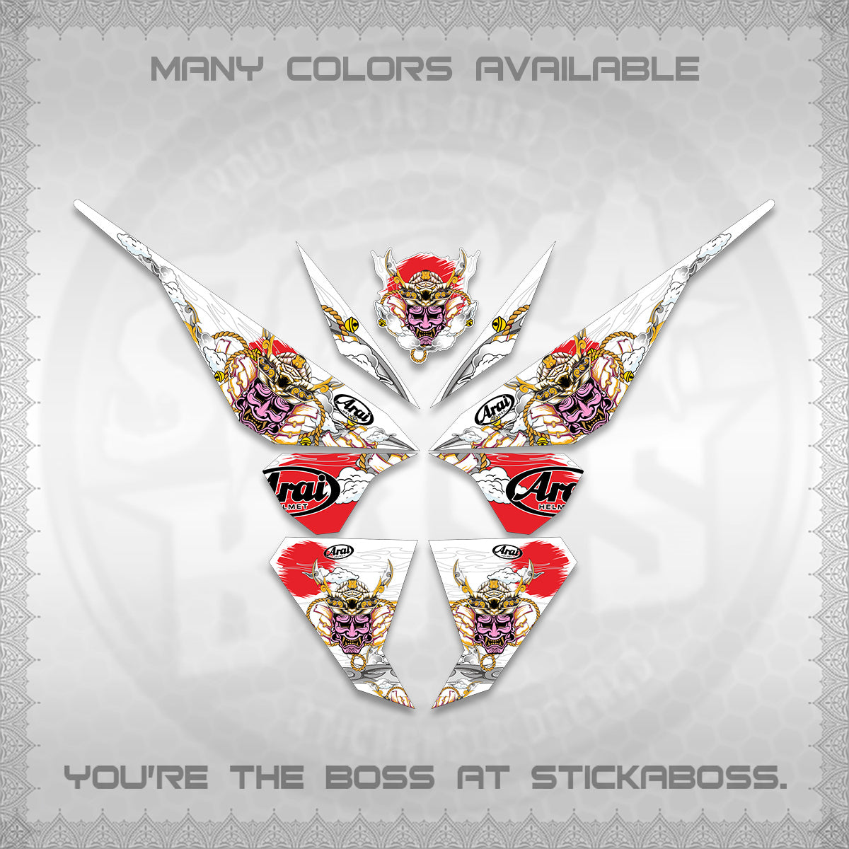 CLICK 125 V1 VARIO FOR WHITE DECALS (2026 NEW SAMURAI MOTIF) STICKER KITS BY STICKABOSS