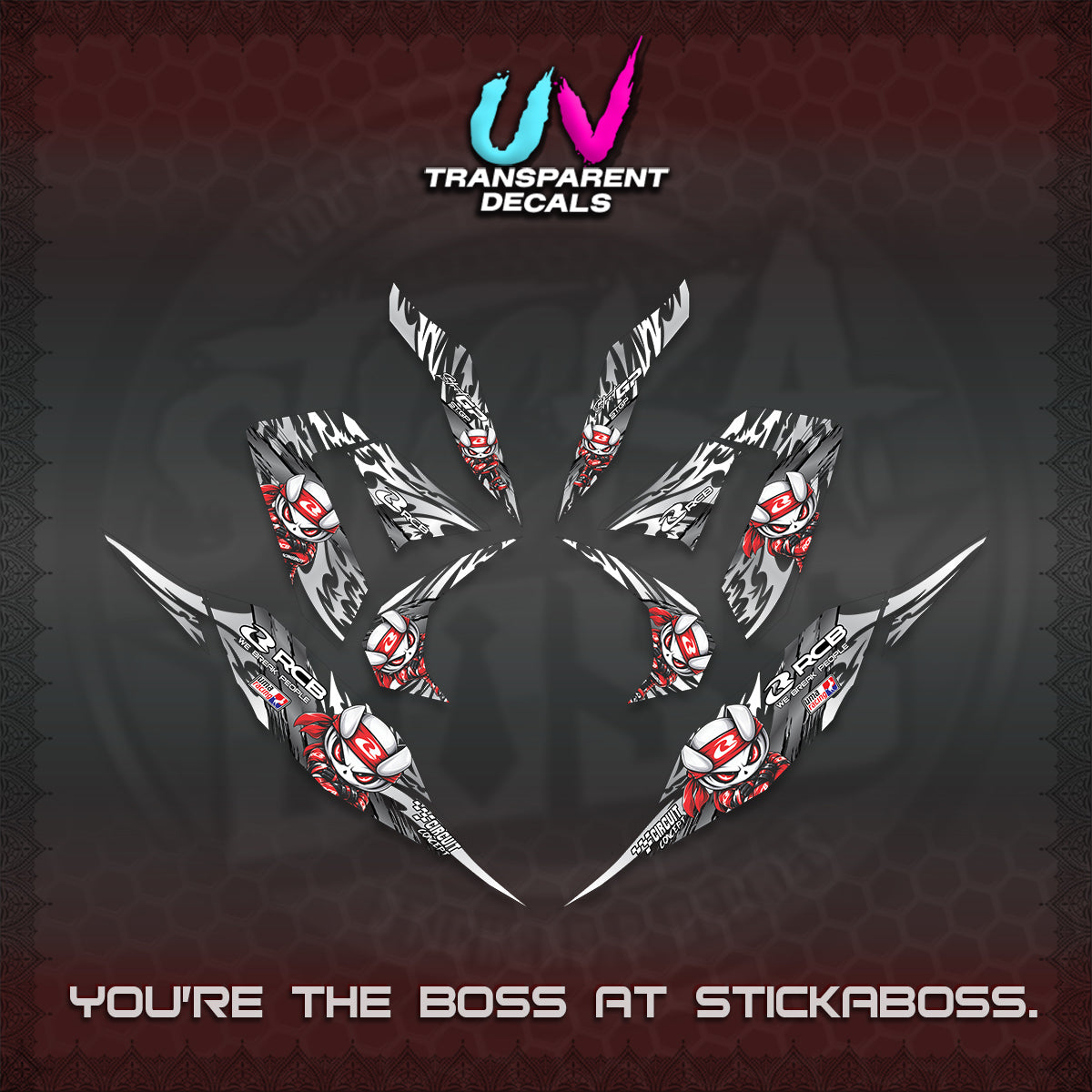 CLICK 125 V4 UV TRANSPARENT DECALS (2026 NEW RCB 2.0 DESIGN) STICKER KITS BY STICKABOSS