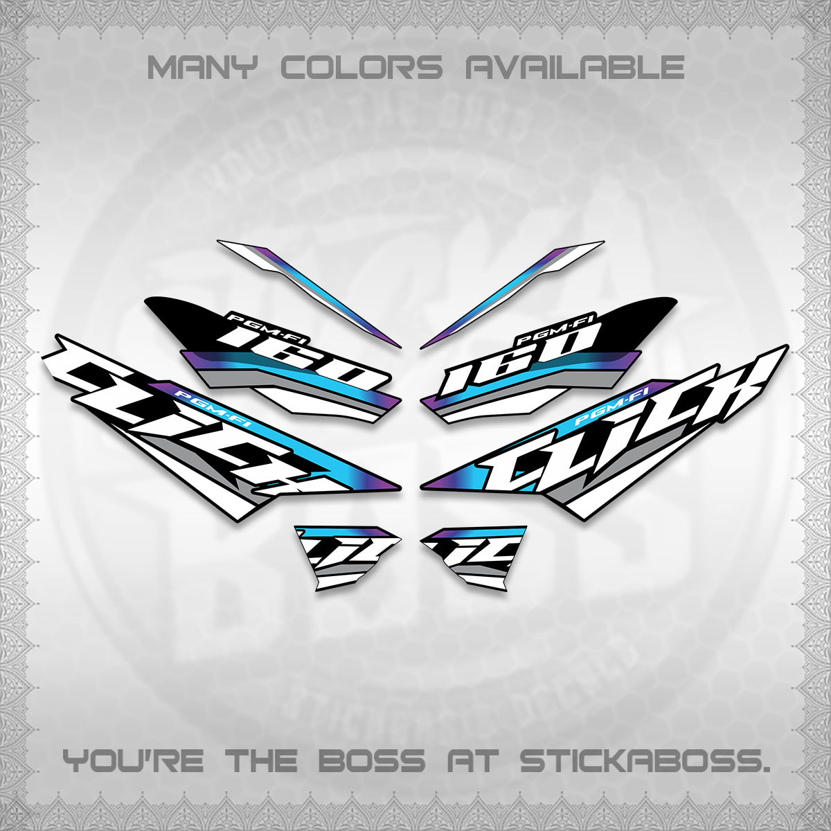 CLICK 160 STRIPING DECALS (SPORTS RACE STRIPES 01) STICKER KITS BY STICKABOSS