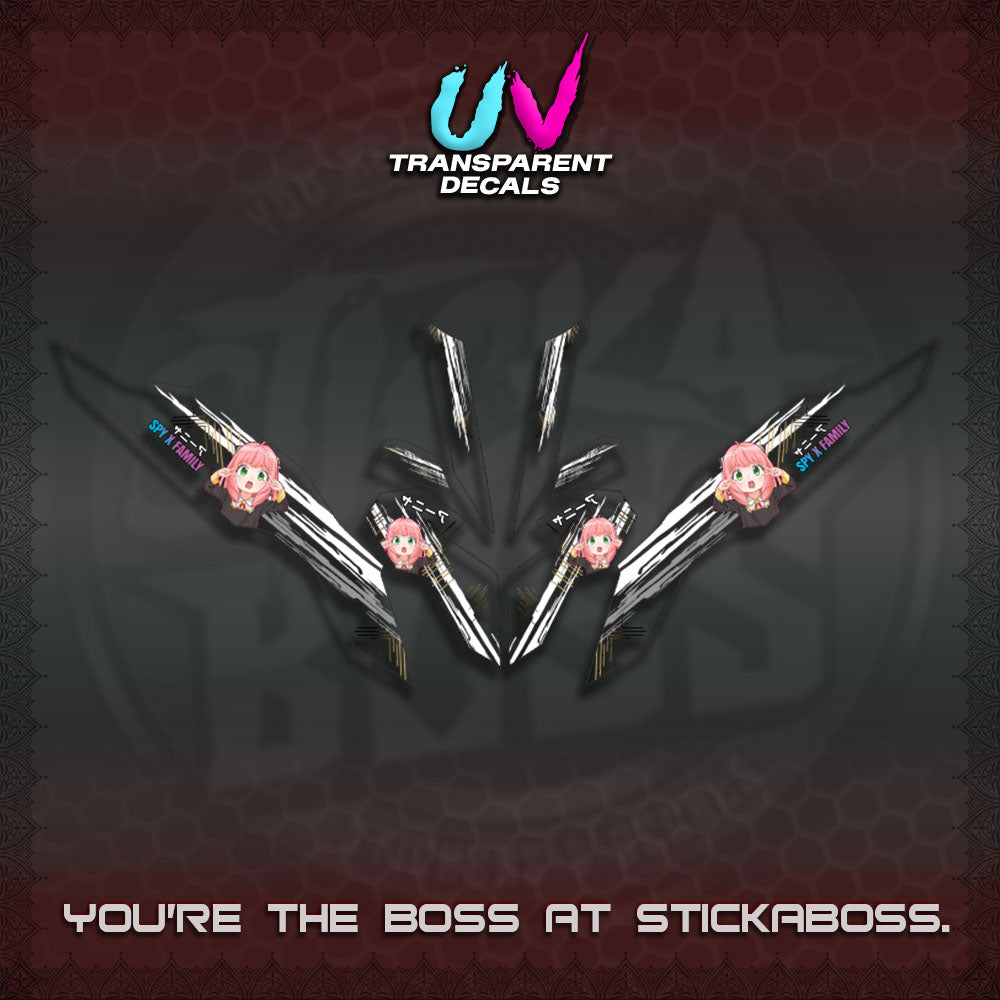 【PREMIUM UV PRINT】TRANSPARENT CLICK V3   DECALS (ANYA MOTIF DESIGN)STICKER DECALS By STICKABOSS