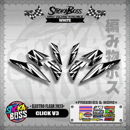 CLICK V3 DECALS ( ELECTRO FLASH 2023 ) [ PREMIUM GLOSSY LAMINATED ]【WITH FREEBIES】