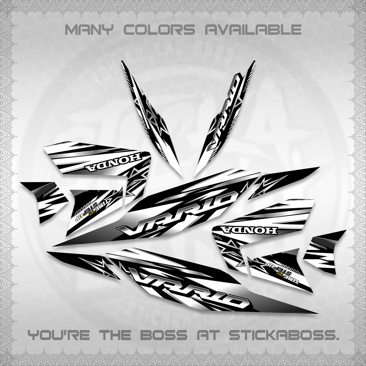 CLICK 125 V4 VARIO DECALS (2026 BLACK STAR DESIGN) STICKER DECALS By STICKABOSS
