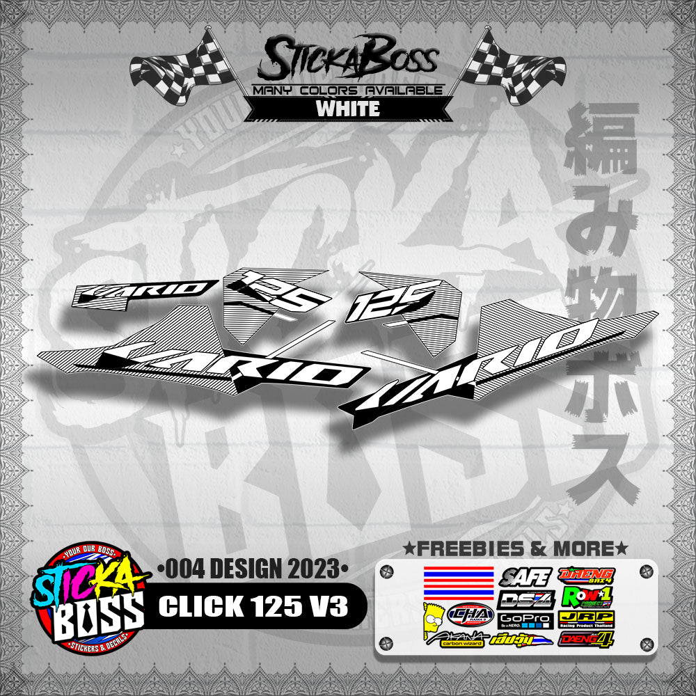 CLICK 125 V3 STOCK DECALS ( 004 DESIGN 2023 ) VARIO【WITH FREEBIES】