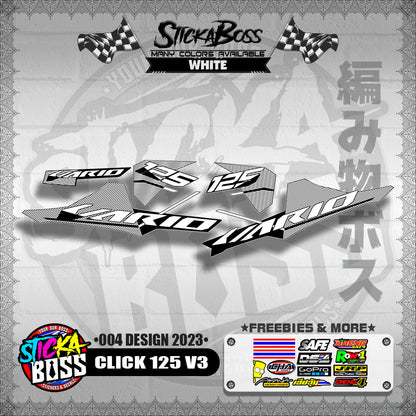 CLICK 125 V3 STOCK DECALS ( 004 DESIGN 2023 ) VARIO【WITH FREEBIES】