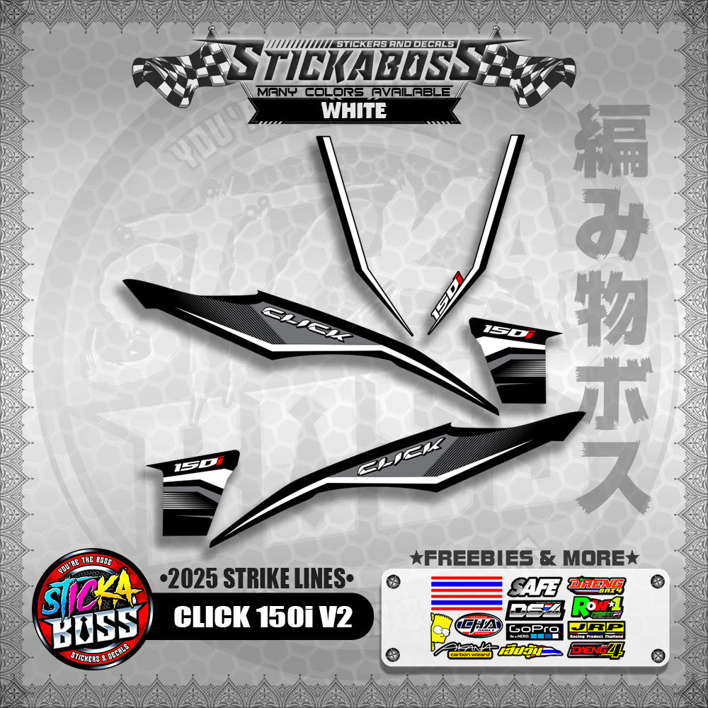 CLICK 150i V2 STICKER DECALS ( 2025 STRIKE LINES )【WITH FREEBIES】