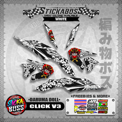 CLICK V3 STICKER DECALS ( DARUMA DOLL )【WITH FREEBIES】