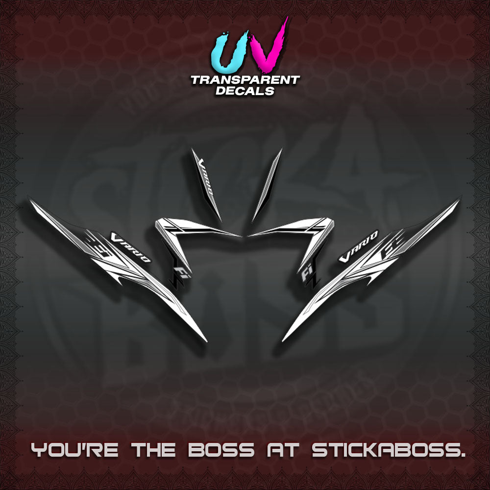 【PREMIUM UV PRINT】TRANSPARENT CLICK V2  VARIO DECALS(2026 CUSTOM 001 DESIGN)By STICKABOSS