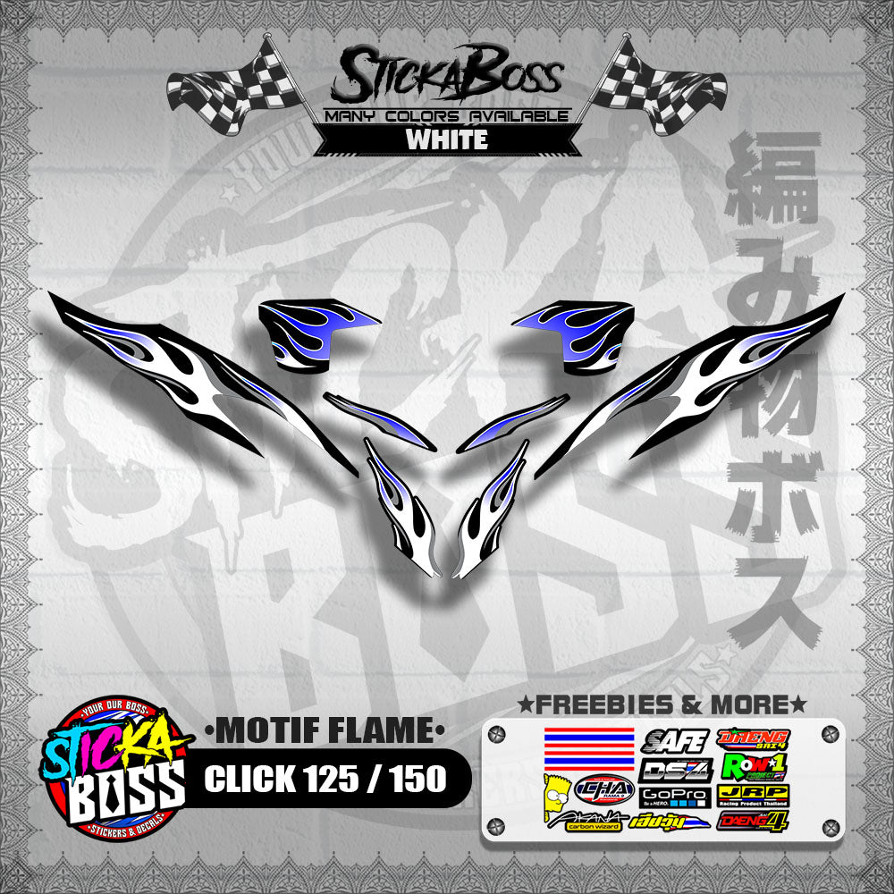CLICK 125 / 150 V2 DECALS ( MOTIF FLAME )【WITH FREEBIES】
