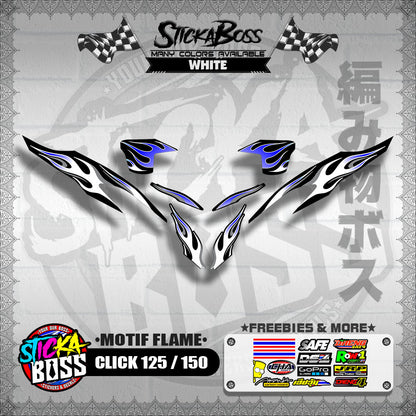 CLICK 125 / 150 V2 DECALS ( MOTIF FLAME )【WITH FREEBIES】
