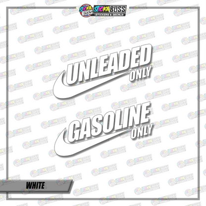 UNLEADED AND GASOLINE  ( VINYL CUT-OUT STICKER DECALS )【Stickaboss】