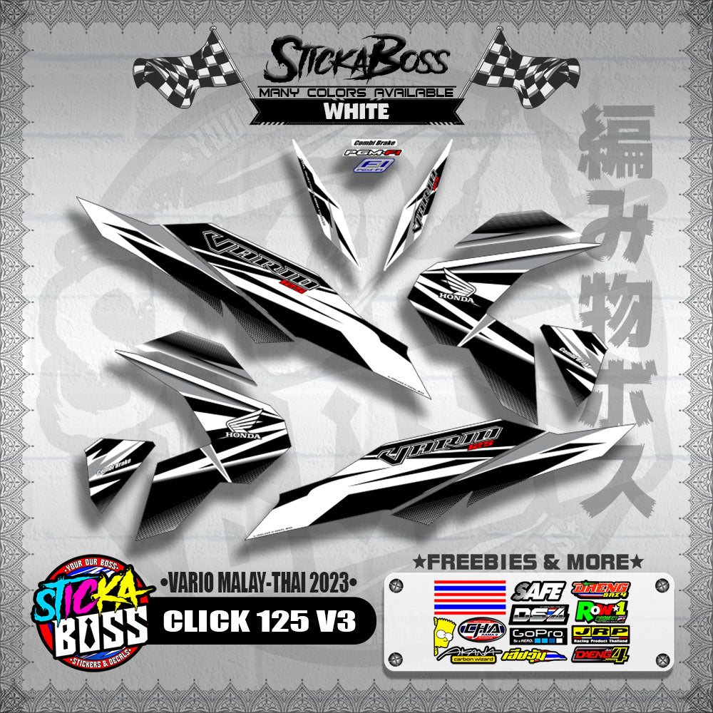 CLICK 125 V3 DECALS ( VARIO MALAY-THAI 2023 )【WITH FREEBIES】