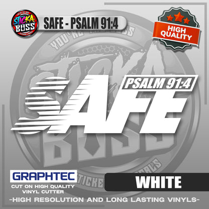 SAFE - PSALM 91:4 | VINYL WATERPROOF CUT-OUT STICKER DECALS【Stickaboss】