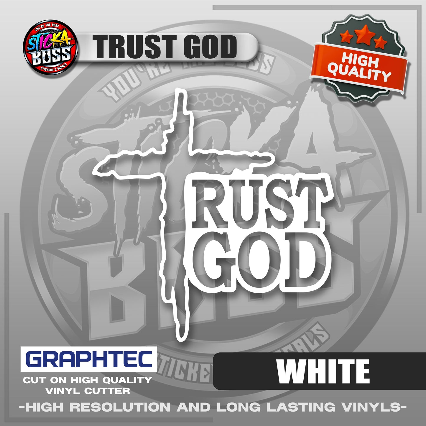 TRUST GOD | VINYL WATERPROOF CUT-OUT STICKER DECALS【Stickaboss】