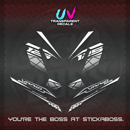 CLICK 125 V4 VARIO UV TRANSPARENT DECALS (2026 MODERN STRIPE DESIGN) STICKER KITS BY STICKABOSS