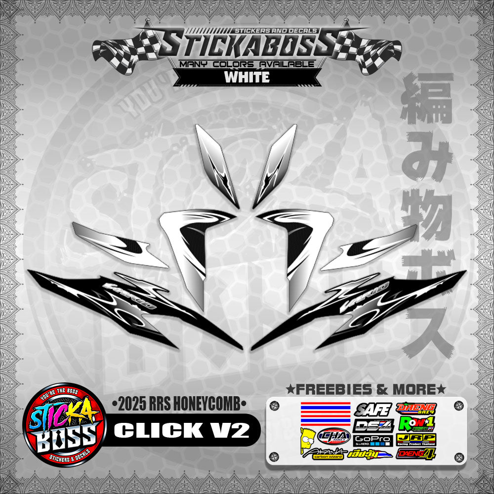 CLICK V2 INDO STICKER DECALS ( 2025 RRS HONEYCOMB )【WITH FREEBIES】