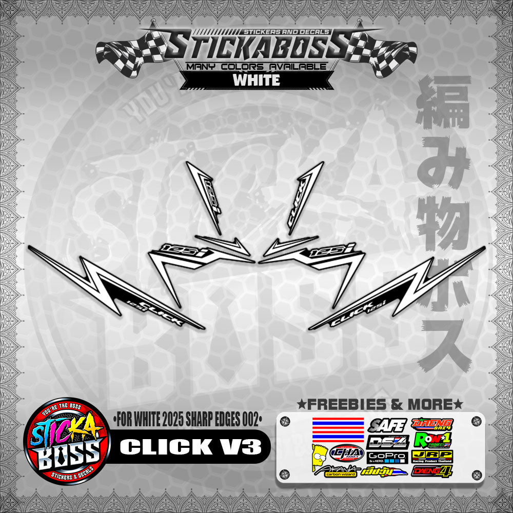 CLICK V3 INDO STICKER DECALS ( FOR WHITE 2025 SHARP EDGES 002 )【WITH FREEBIES】