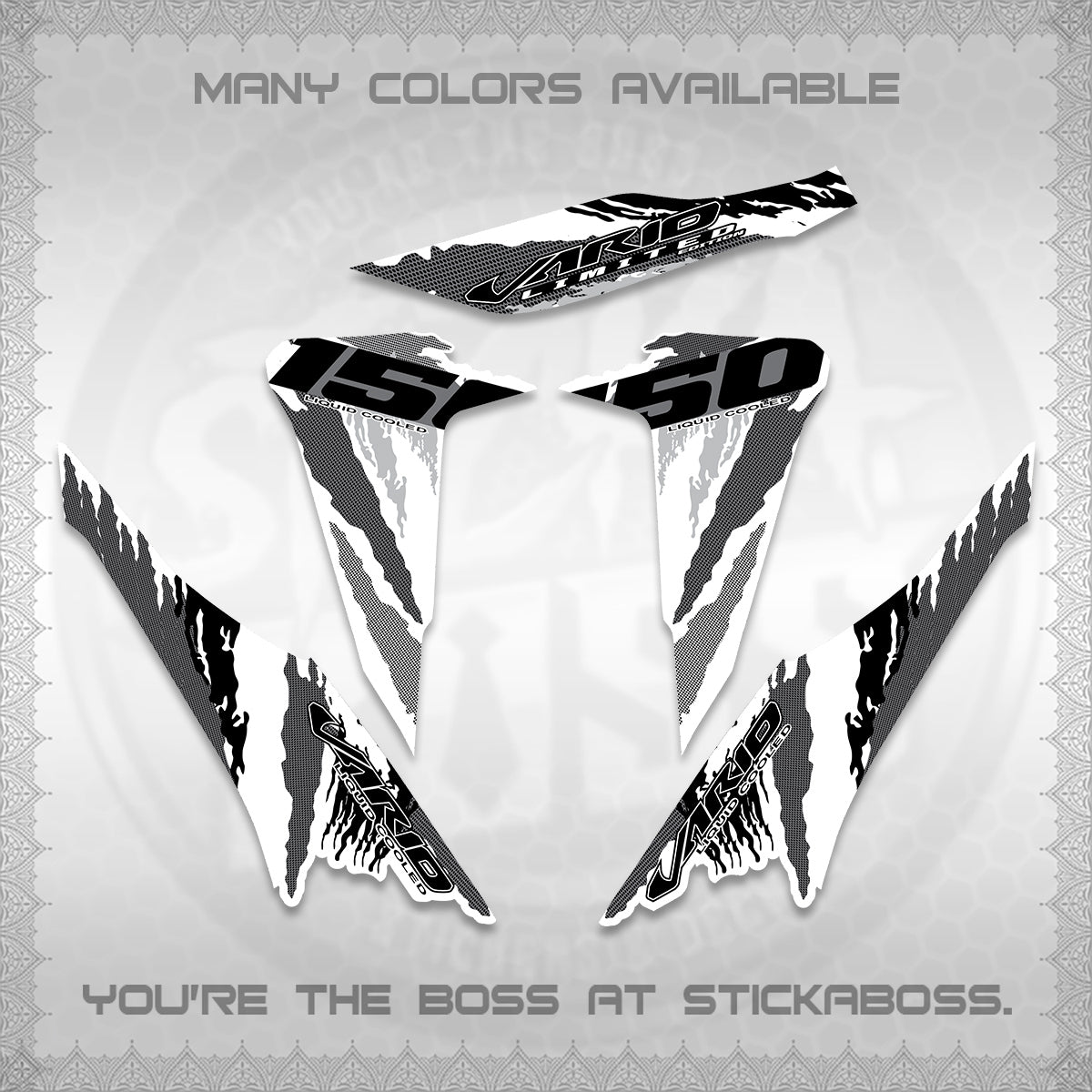 CLICK 150 V2 VARIO FOR WHITE DECALS (2022 SPECIAL SPLASH DESIGN) STICKER KITS BY STICKABOSS