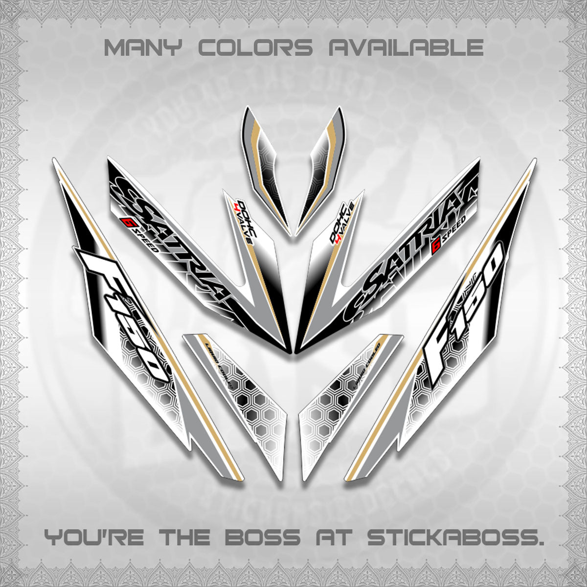 RAIDER 150 Fi SATRIA DECALS (NEW DESIGN 11 11)STICKER DECALS By STICKABOSS