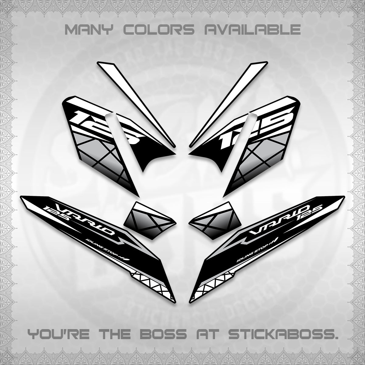 CLICK 125 V4 VARIO DECALS (2026 MODERN STRIPE DESIGN) STICKER KITS BY STICKABOSS