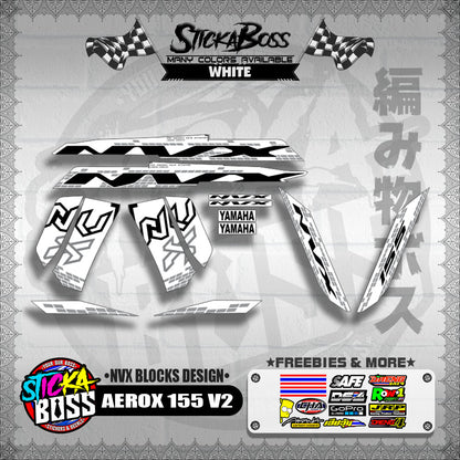AEROX 155 V2 DECALS ( NVX BLOCKS DESIGN )【WITH FREEBIES】