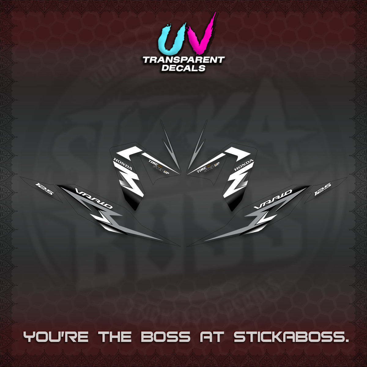 CLICK 125 V4 VARIO UV TRANSPARENT DECALS (2026 VR0006 DESIGN) STICKER KITS BY STICKABOSS