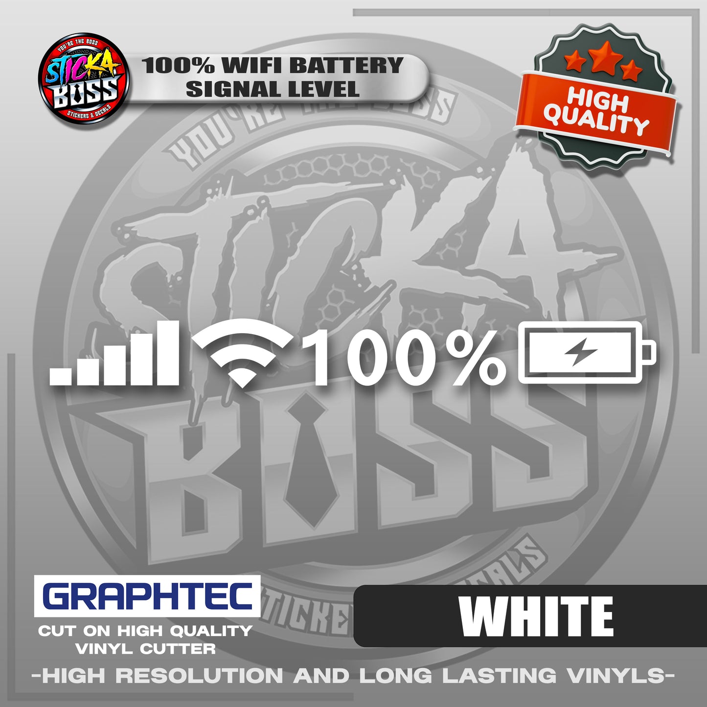 100% WIFI BATTERY SIGNAL LEVEL | VINYL WATERPROOF CUT-OUT STICKER DECALS【Stickaboss】