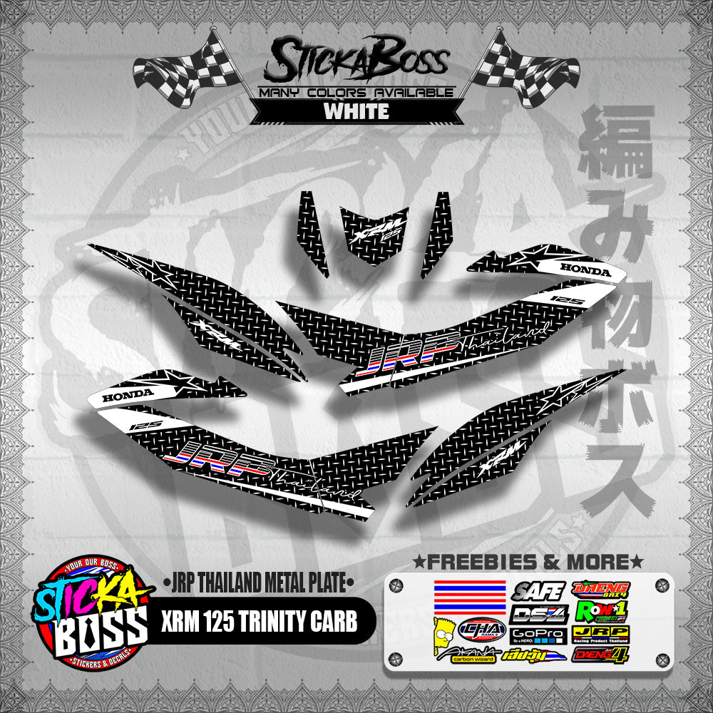 XRM 125 TRINITY CARB DECALS ( JRP THAILAND METAL PLATE )【WITH FREEBIES】