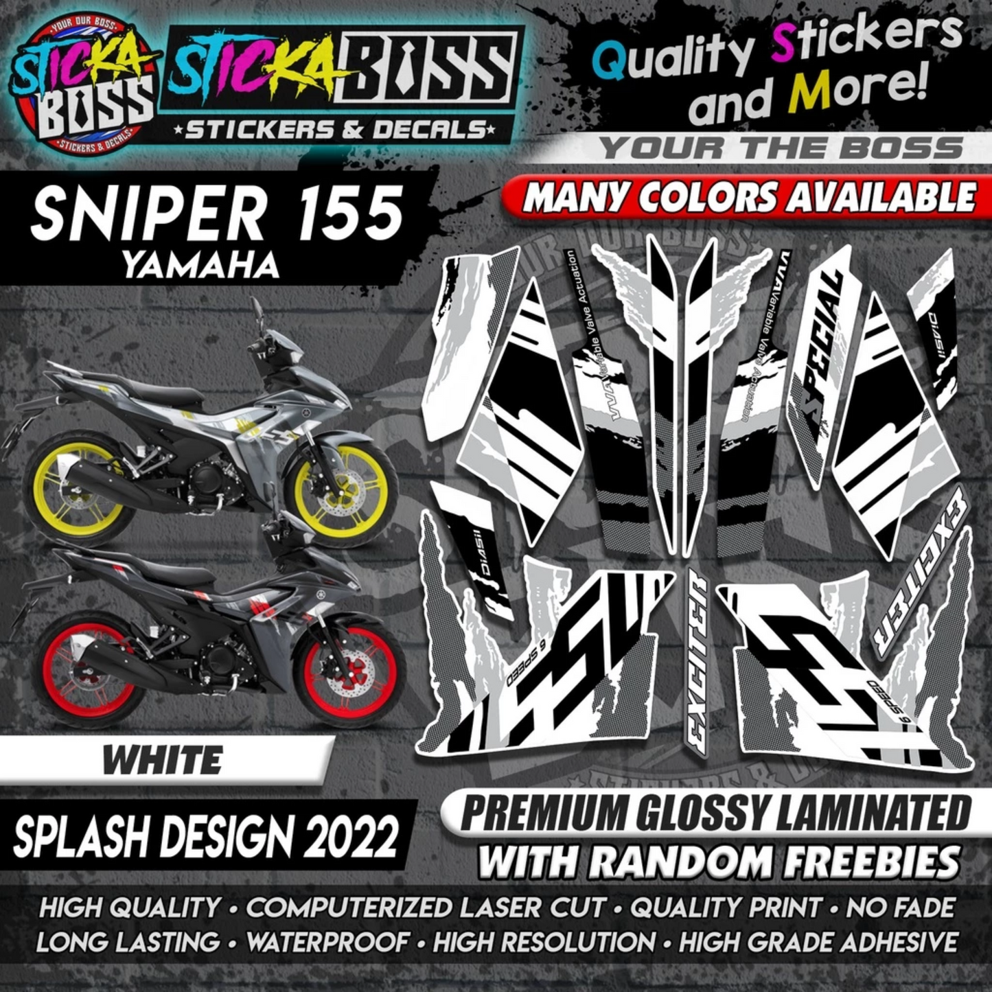 Sniper 155 NEW STOCK DECALS (SPLASH DESIGN 2022) MALAYSIAN CONCEPT【WITH FREEBIES】