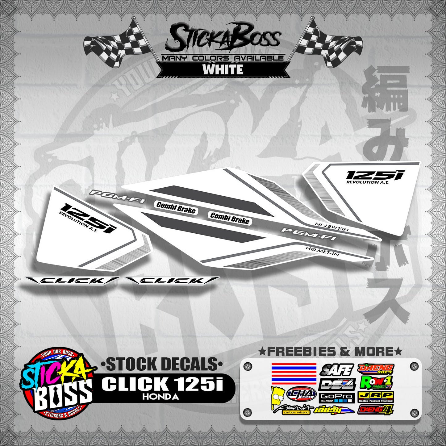 CLICK 125i V1 ( STOCK DECALS ) 【WITH FREEBIES】