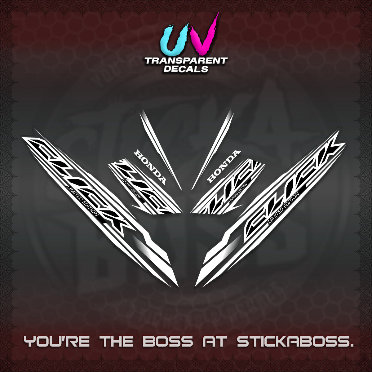 CLICK 125 V3 INDO UV TRANSPARENT DECALS (2024 SV 13-A2 STYLE) STICKER KITS By STICKABOSS