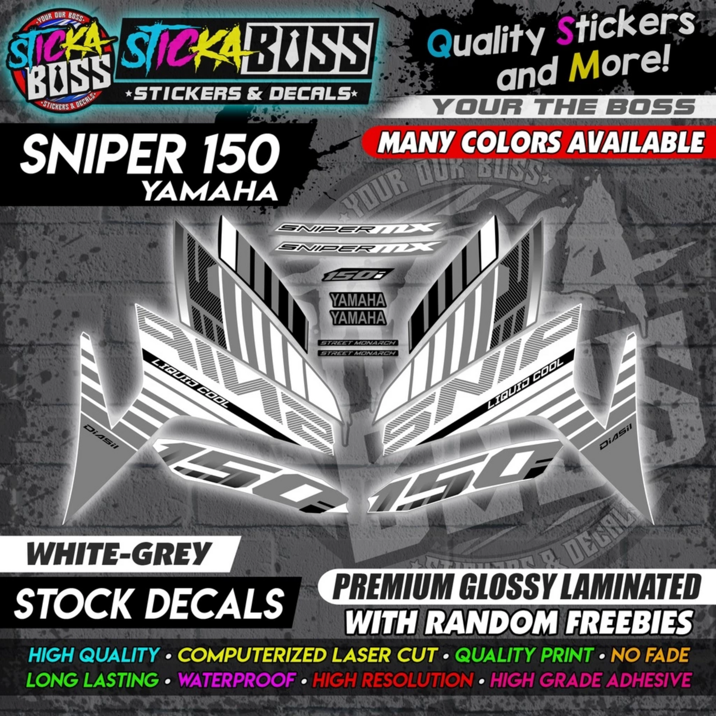 YAMAHA SNIPER 150 Stock Decals [ASSORTED COLORS] Sticker【PREMIUM GLOSSY LAMINATED】
