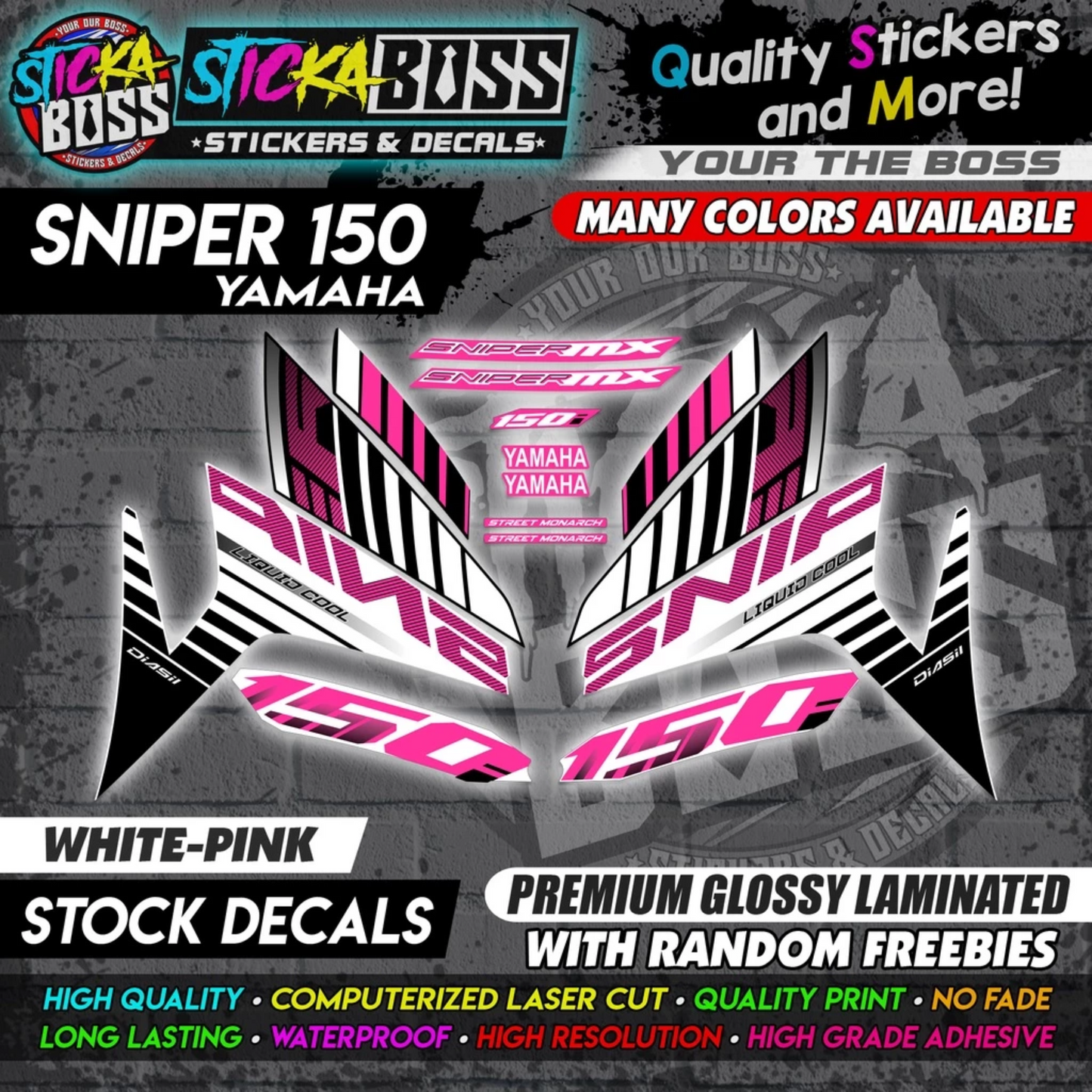 YAMAHA SNIPER 150 Stock Decals [ASSORTED COLORS] Sticker【PREMIUM GLOSSY LAMINATED】