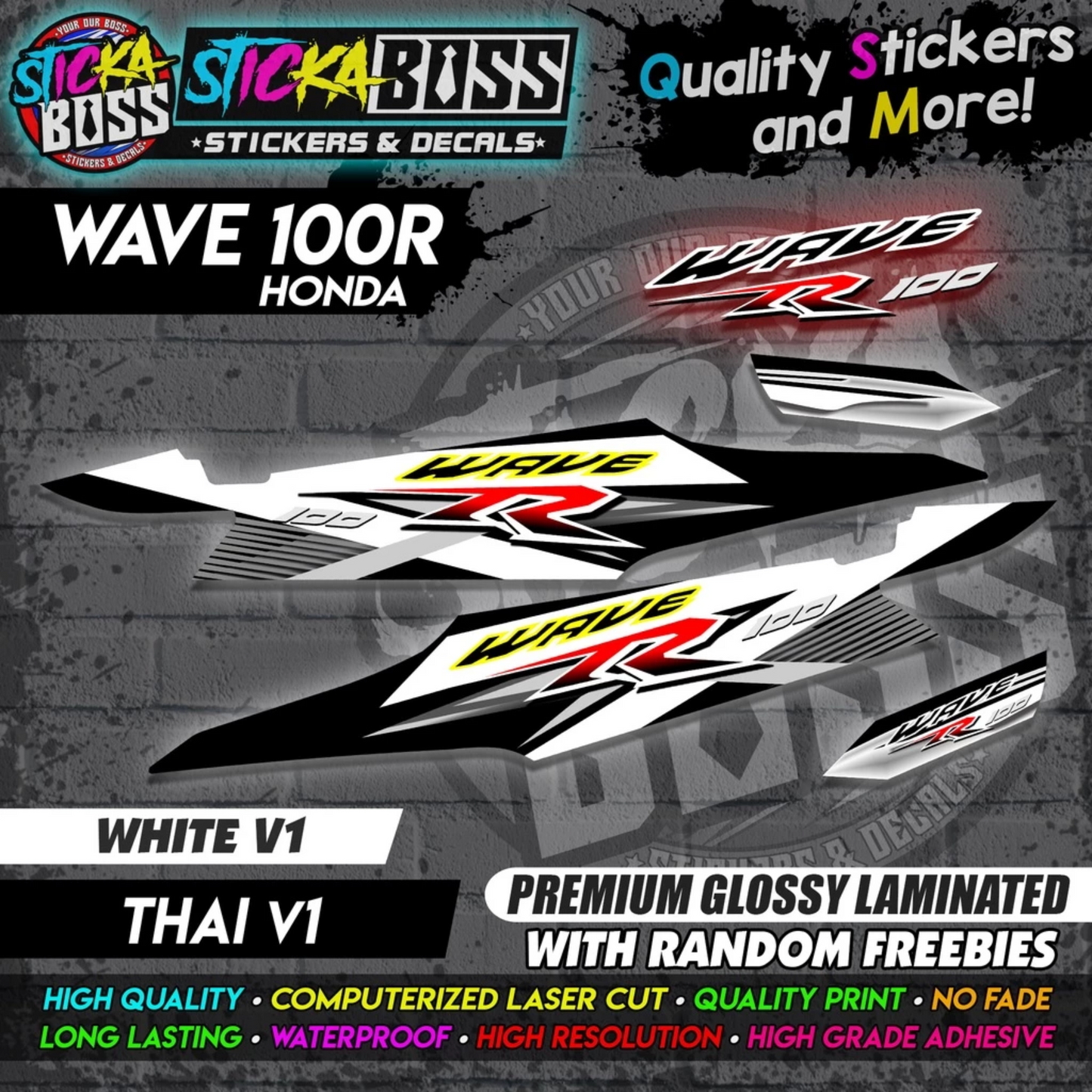 HONDA WAVE 100 R (THAI V1) [STOCK DECALS]【PREMIUM GLOSSY LAMINATED】