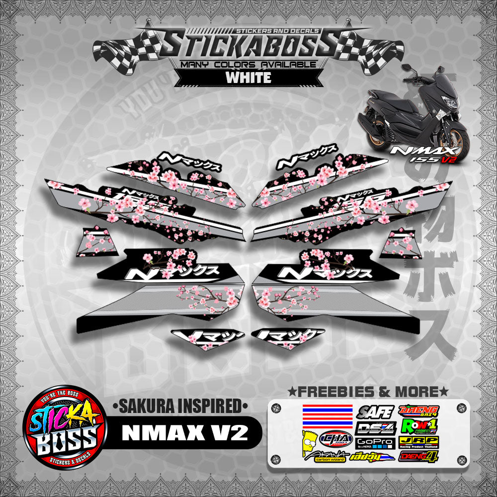 NMAX V2 STICKER DECALS ( SAKURA INSPIRED )【WITH FREEBIES】