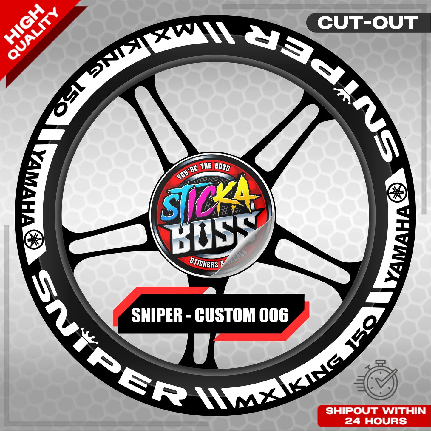 SNIPER 150 / 155 MAGS STICKER SET  ( 2 MAGS ) - CUSTOM 006 | VINYL WATERPROOF CUT-OUT DECALS