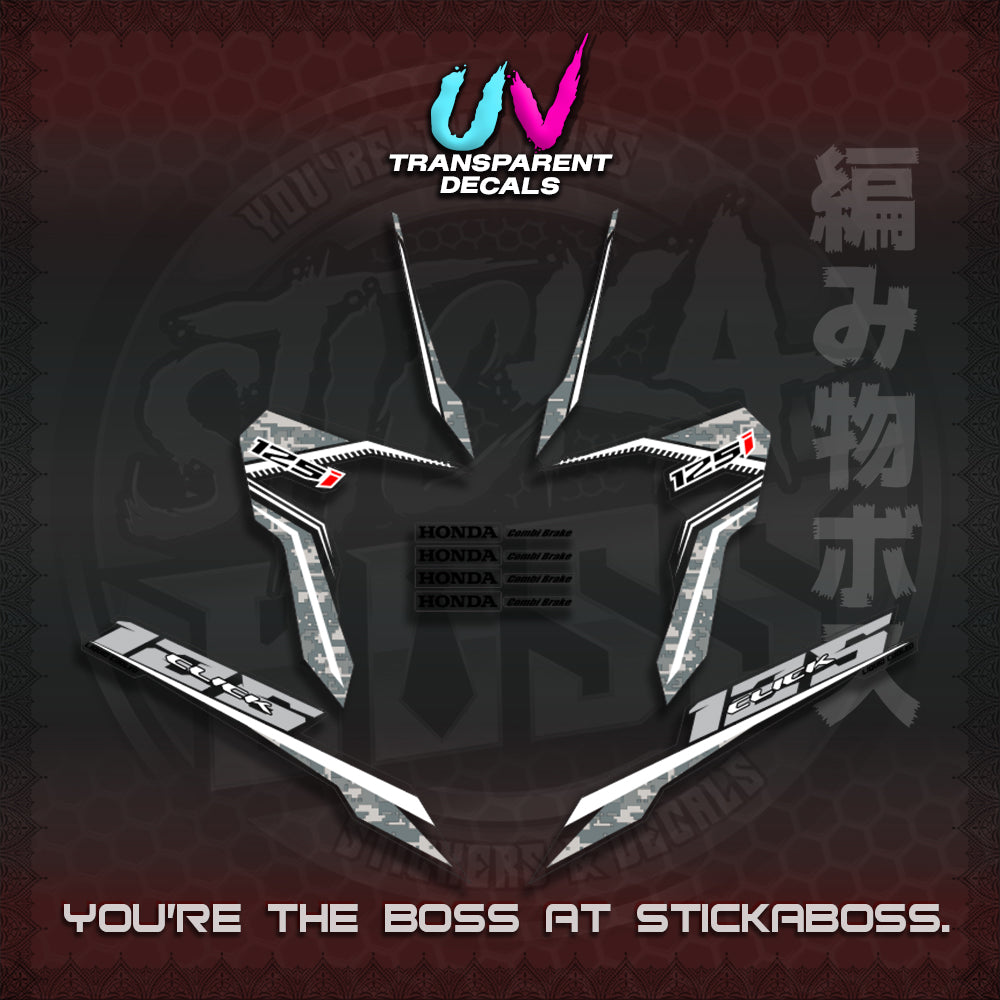 【PREMIUM UV PRINT】CLICK 125 V3 VIETNAM CONCEPT ( TRANSPARENT BARCODE STYLE ) STICKER DECALS By STICKABOSS