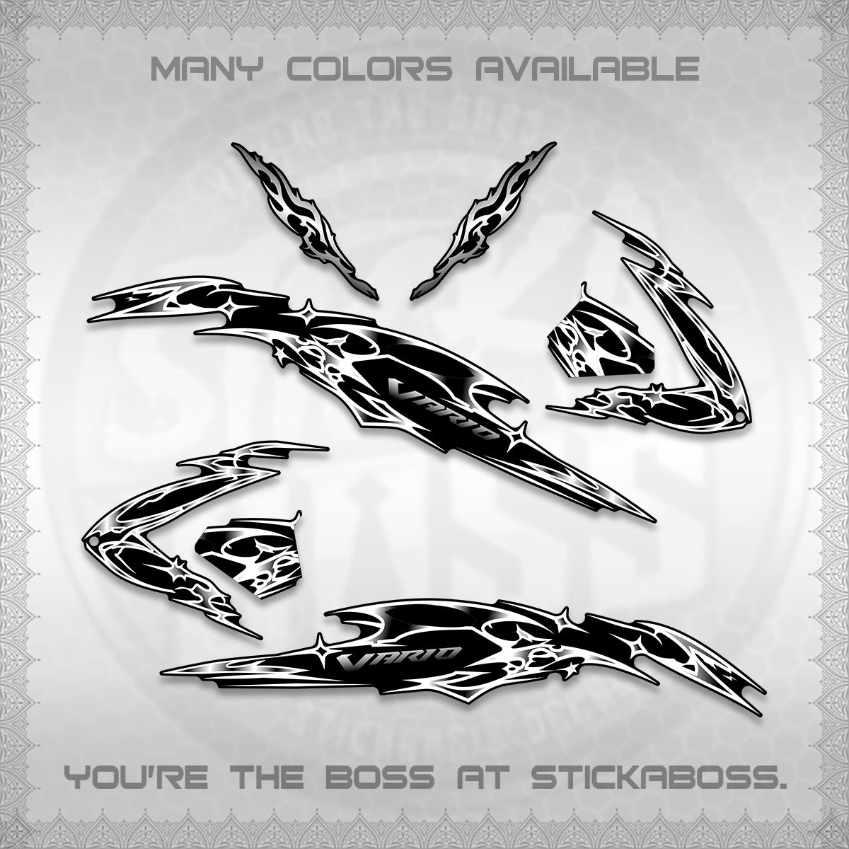 CLICK 125 V3 VARIO DECALS (2026 TRIBAL LIGHTNING DESIGN) STICKER KITS BY STICKABOSS
