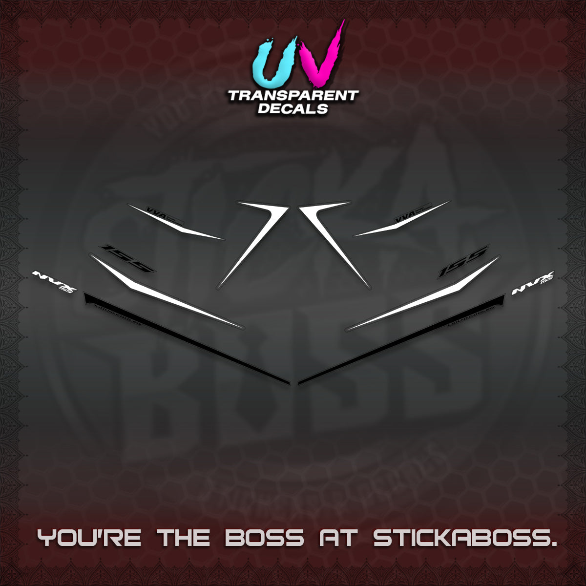AEROX 155 V2 UV TRANSPARENT DECALS (2026 NVX MINIMALIST 01) STICKER KITS BY STICKABOSS