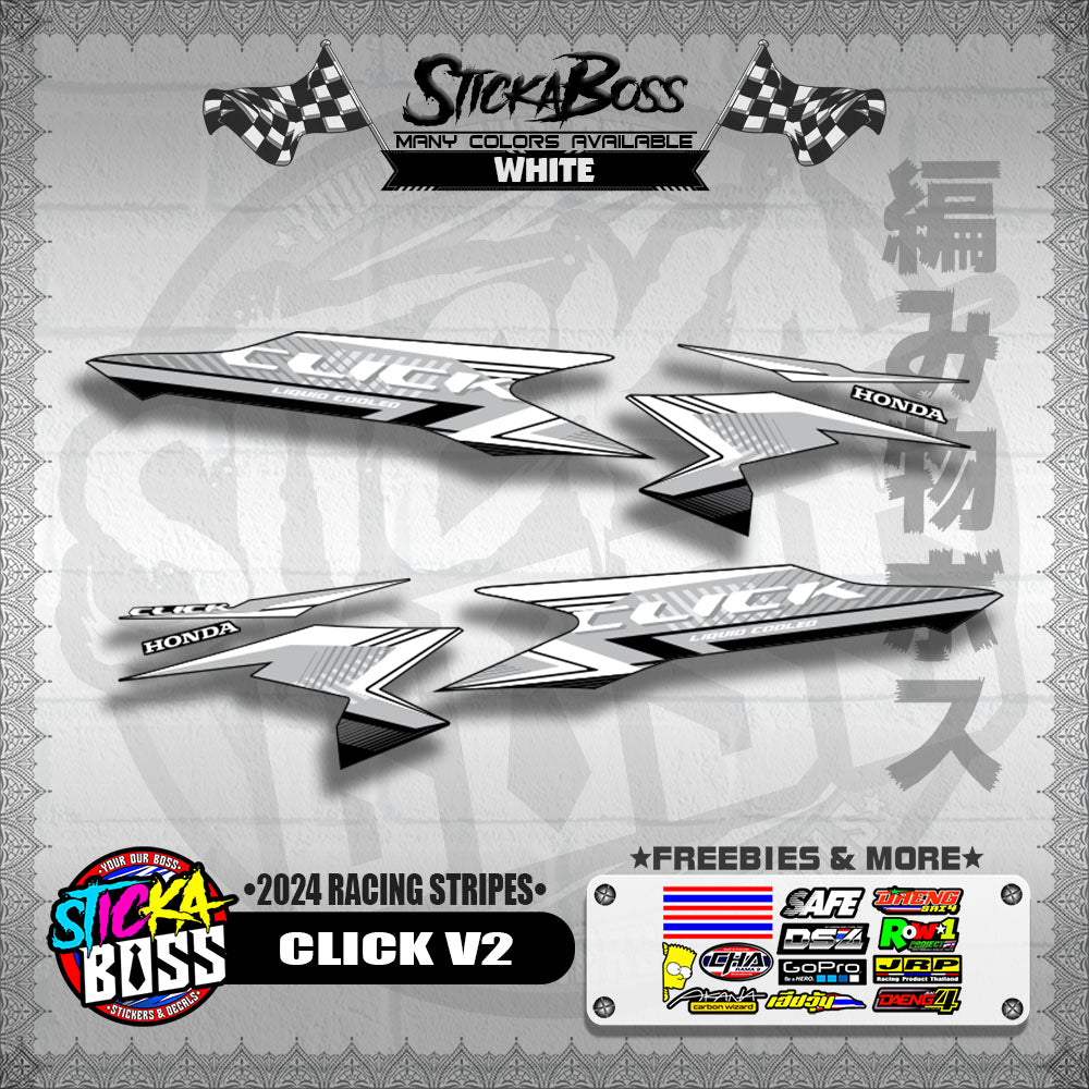 CLICK V2 DECALS ( 2024 RACING STRIPES ) [ PREMIUM GLOSSY LAMINATED ]【WITH FREEBIES】