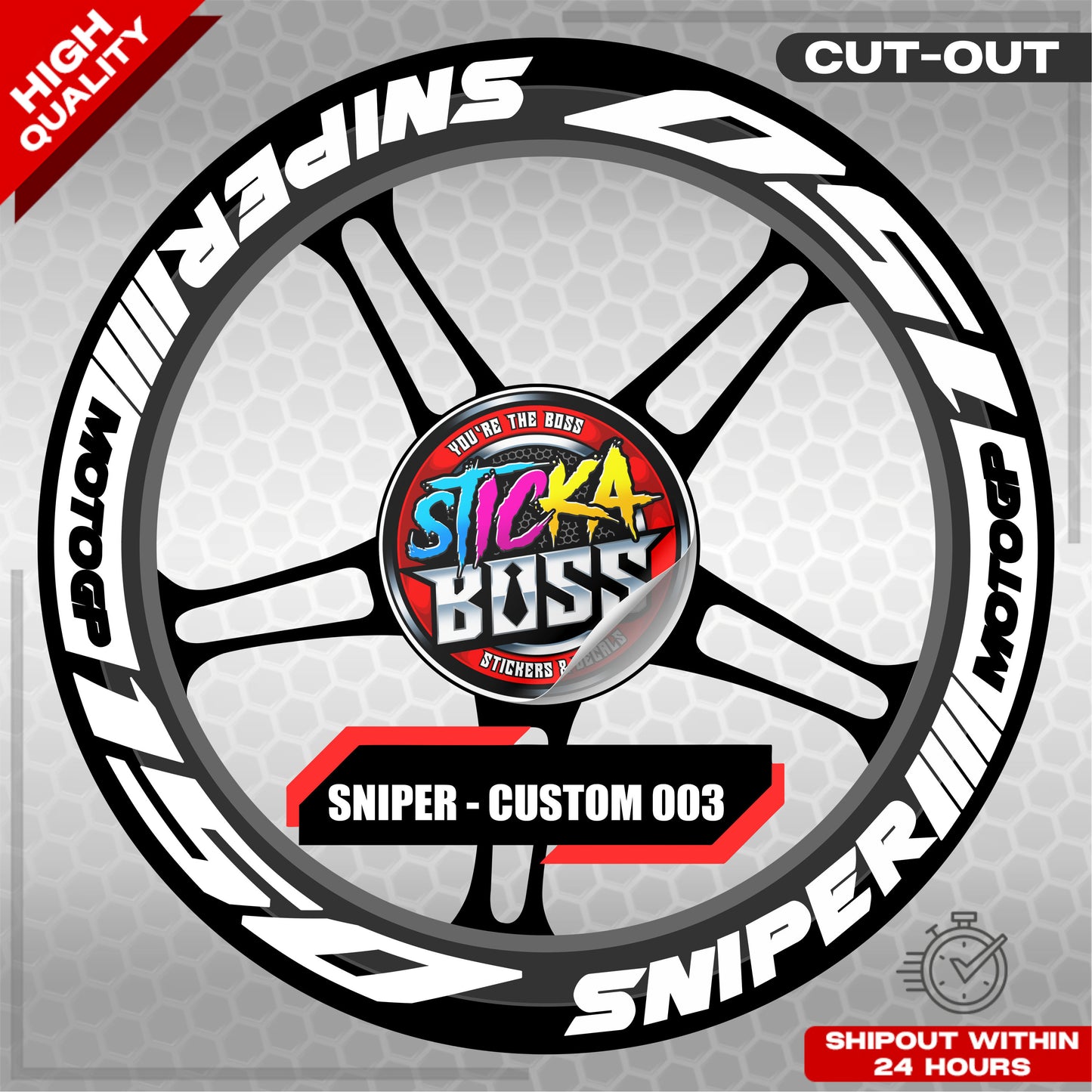 SNIPER 150 / 155 MAGS STICKER SET  ( 2 MAGS ) - CUSTOM 003 | VINYL WATERPROOF CUT-OUT DECALS