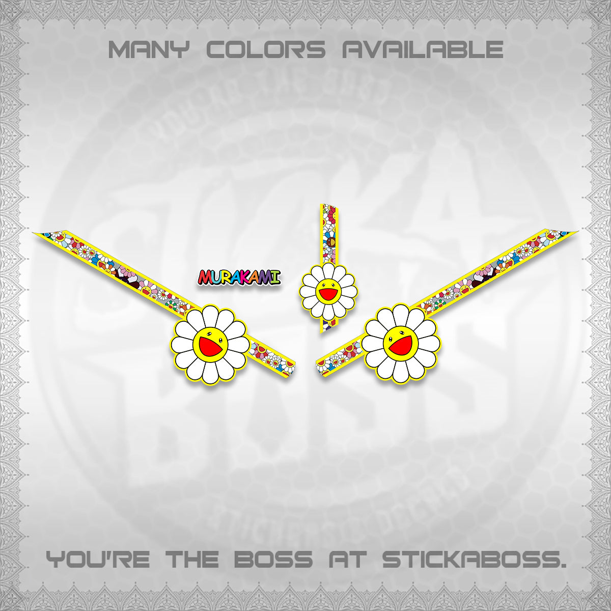 GIORNO 125 DECALS (MURAKAMI FLOWER DESIGN) STICKER DECALS BY STICKABOSS