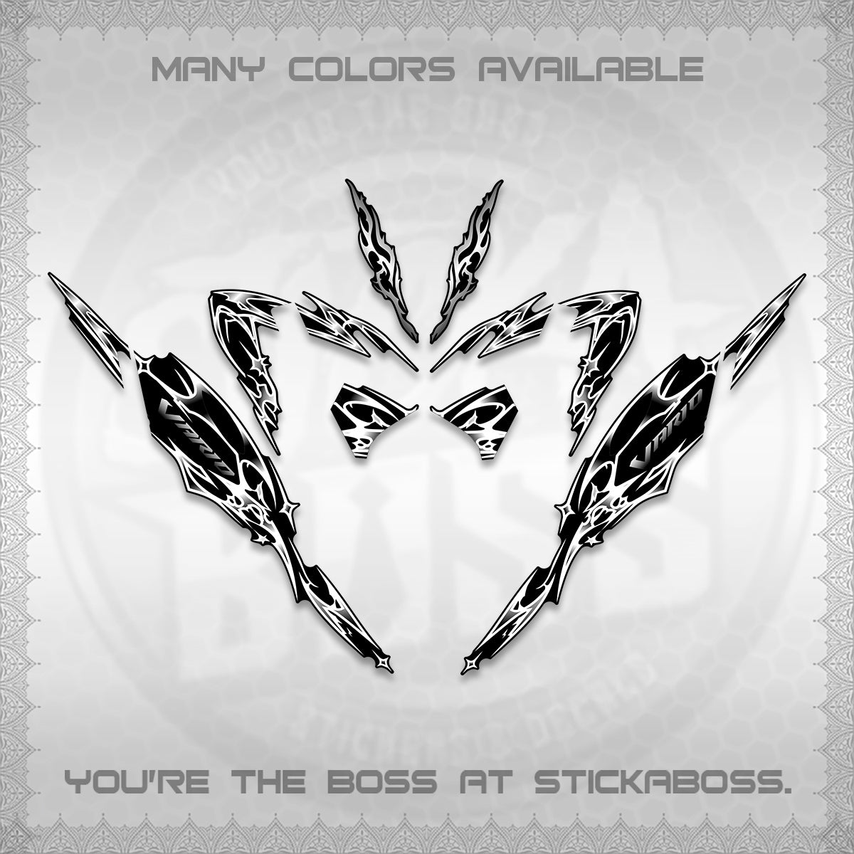 CLICK 125 V4 VARIO DECALS (2026 TRIBAL LIGHTNING DESIGN) STICKER KITS BY STICKABOSS