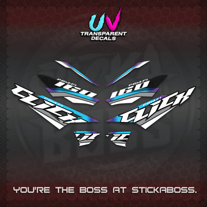 CLICK 160 STRIPING UV TRANSPARENT DECALS (SPORTS RACE STRIPES 01) STICKER KITS BY STICKABOSS