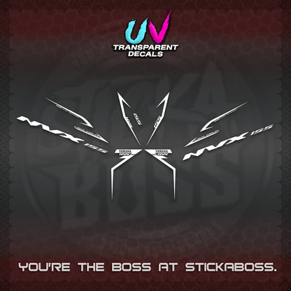 AEROX 155 V2 UV TRANSPARENT STRIPING DECALS (2022 NVX 1-TONE) STICKER KITS BY STICKABOSS