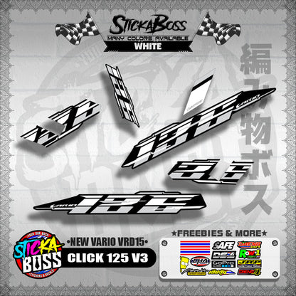 CLICK 125 V3 DECALS ( NEW VARIO VRD15 )[ PREMIUM GLOSSY LAMINATED ]【WITH FREEBIES】