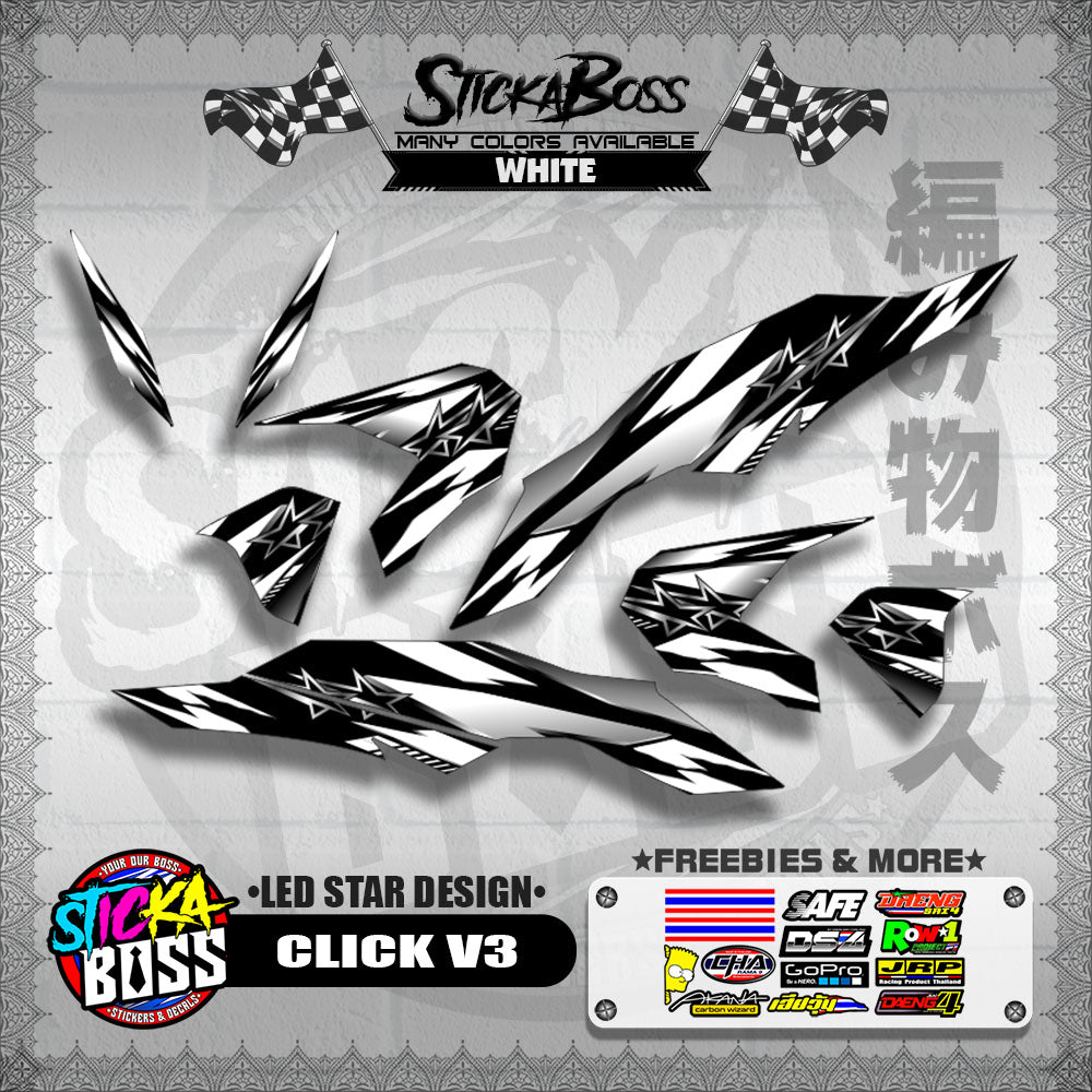 CLICK V3 DECALS ( LED STAR DESIGN )【WITH FREEBIES】