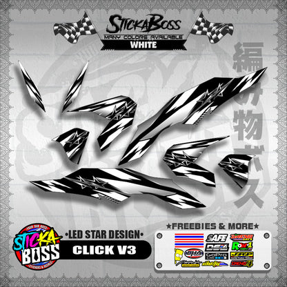 CLICK V3 DECALS ( LED STAR DESIGN )【WITH FREEBIES】