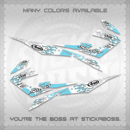 RAIDER 150 CARB SATRIA  FOR WHITE DECALS (ARAI API NEW TERBARU MOTIF)STICKER DECALS By STICKABOSS